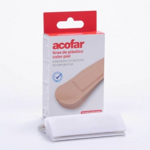 Tiras adhesivas de plastico acofar 20 unidades color piel - acofar