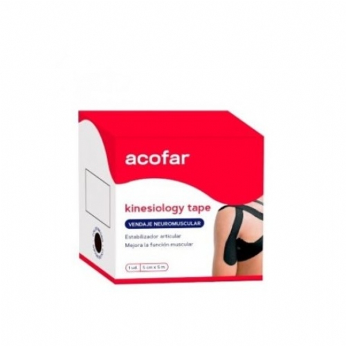 Acofar kinesiology tape vendaje  1 unidad 5 m x 5 cm color negro