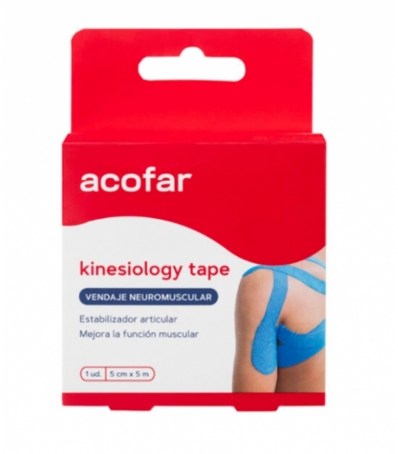 Acofar kinesiology tape vendaje  1 unidad 5 m x 5 cm color azul