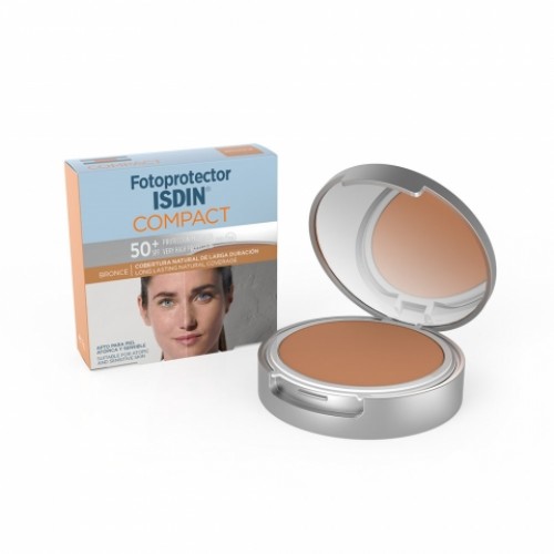 Fotoprotector isdin compact spf 50  1 envase 10 g color bronze - maquillaje compacto oil-free