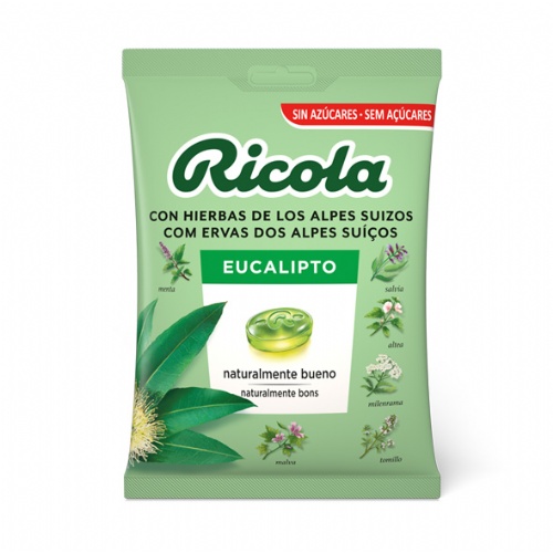 Ricola caramelos sin azucar  1 bolsa 70 g sabor eucaliptus