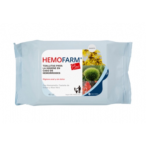 HEMOFARM PLUS 40 TOALLITAS DERMATOLÓGICAS INDIVIDUALES