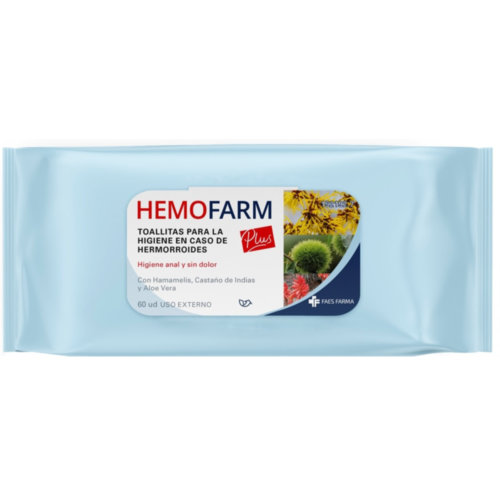 TOALLITAS HEMOFARM PLUS SOBRE 60 U