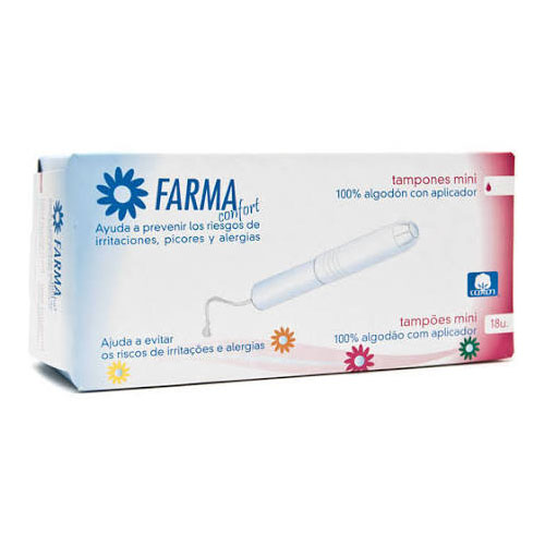 Tampones 100% algodon - farmaconfort con aplicador (18 unidades mini)