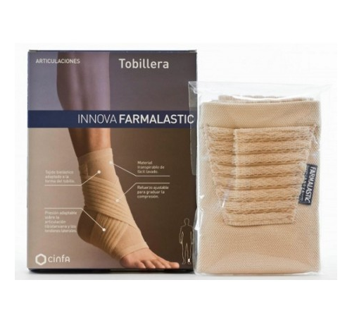Tobillera vendaje en 8 farmalastic compression tech 1 unidad talla grande color beige - farmalastic 