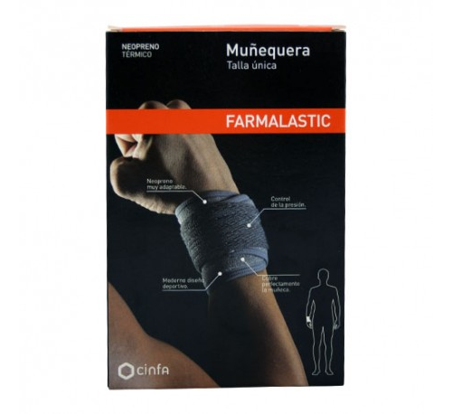 Muñequera farmalastic neopreno tech 1 unidad talla unica color gris - farmalastic neopreno tech